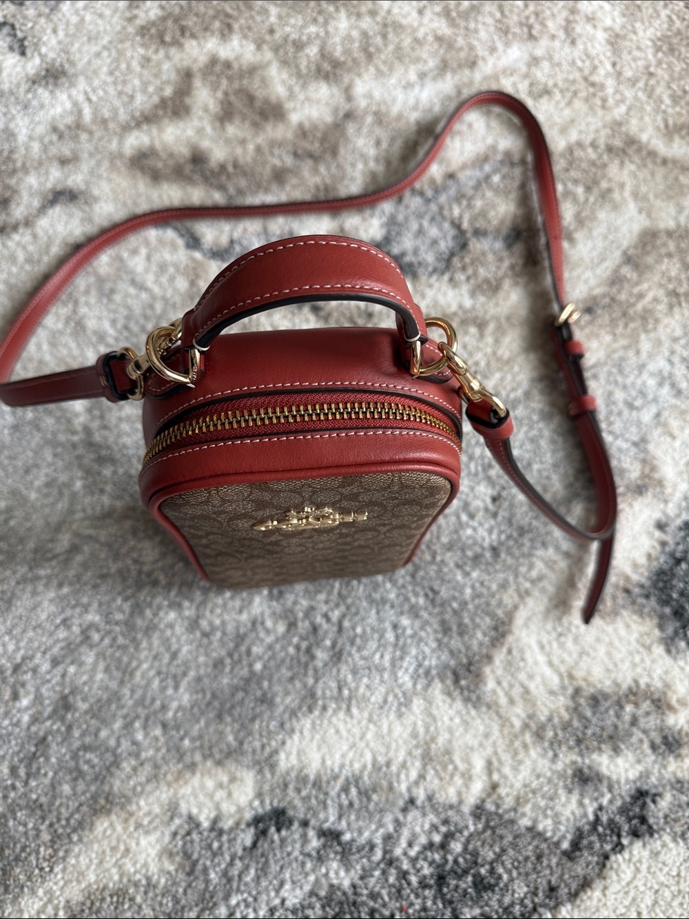 Coach Brown Signature Canvas with Red Trim Crossbody - Picture 5 of 5
